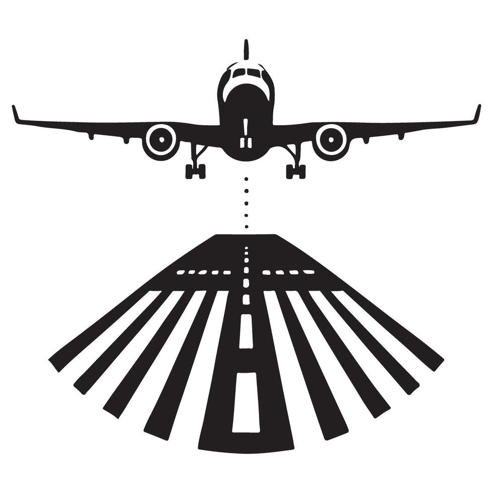 Airplane Landing at Runway Airport Illustration Stock Image vector