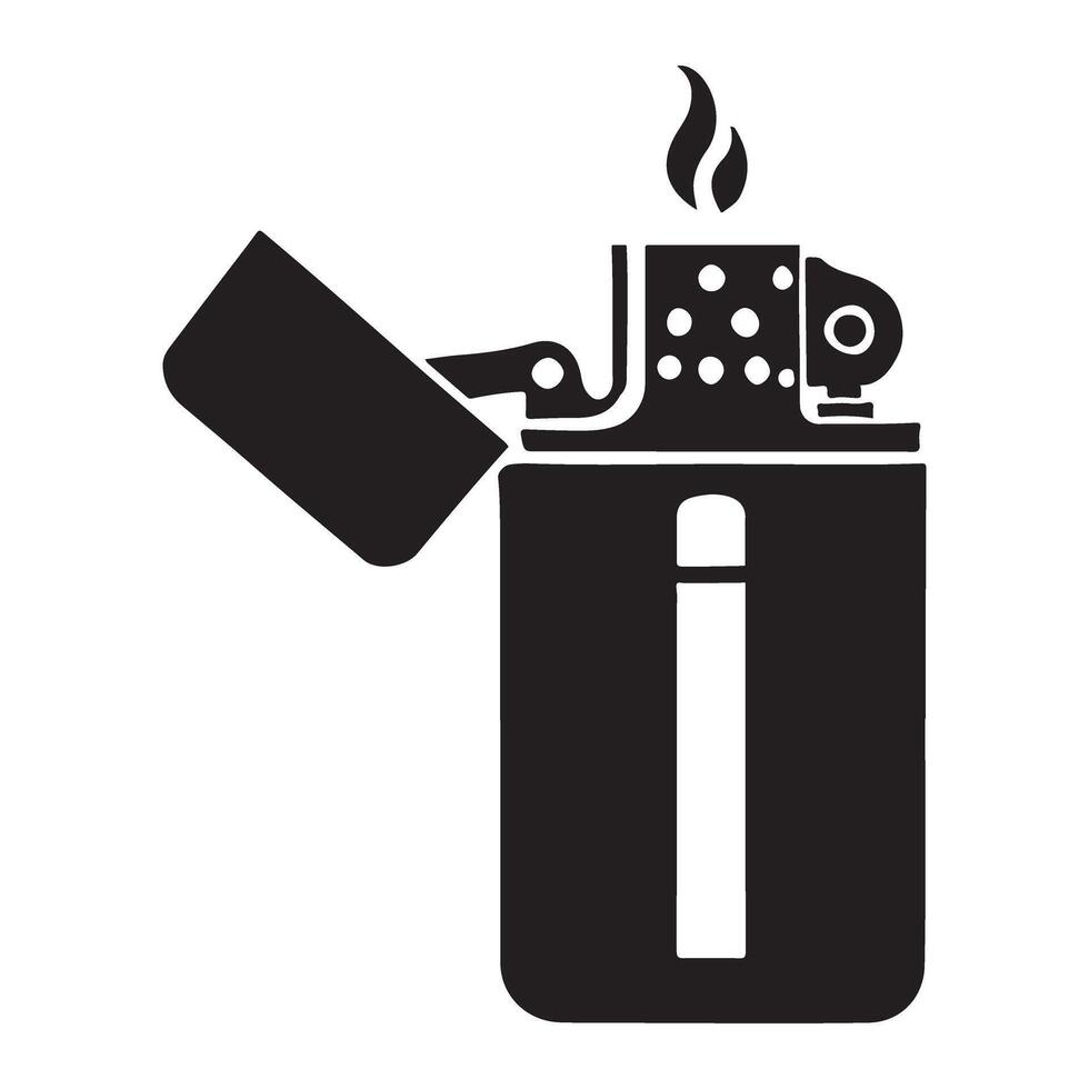 Classic Lighter Silhouette Art of Iconic Smoking Tool vector