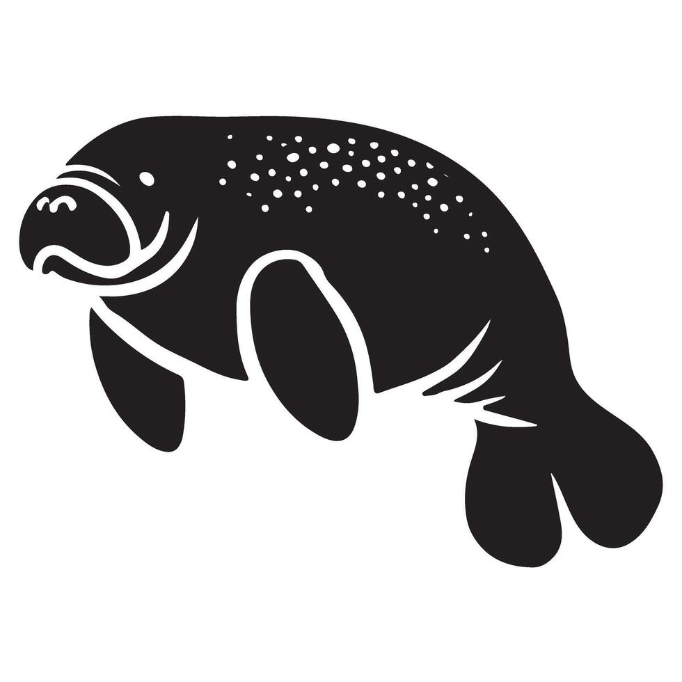 Adorable Manatee Design Illustration Aquatic Marine Mammal Artwork vector