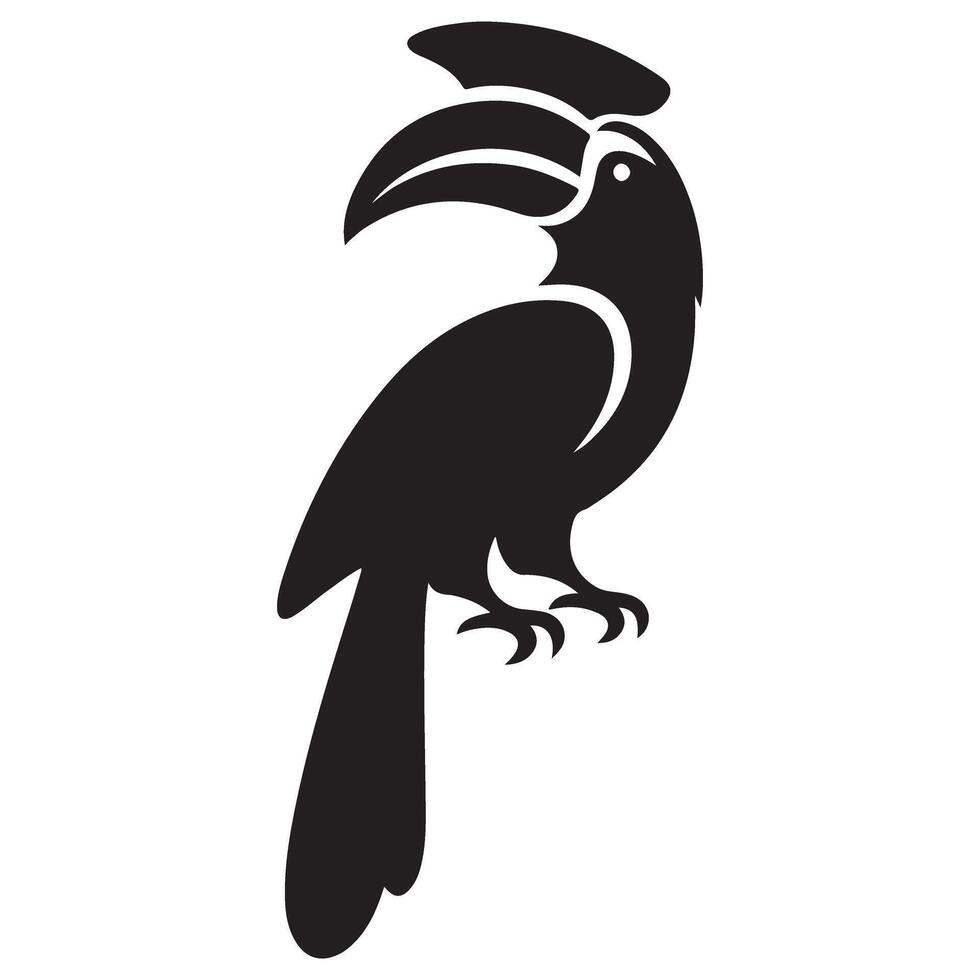 Exotic Toucan Silhouette Illustration Design Template vector