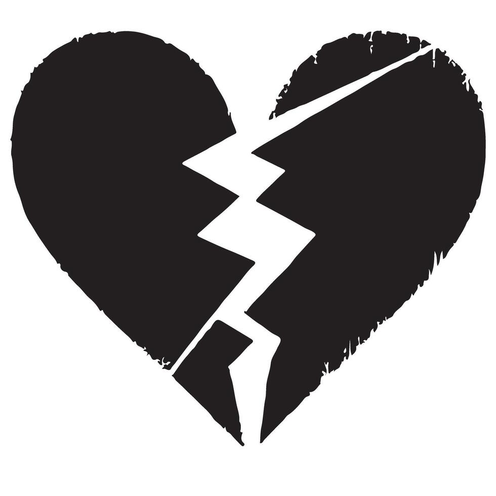 Grunge Broken Heart Silhouette for Raw and Emotional Expression vector