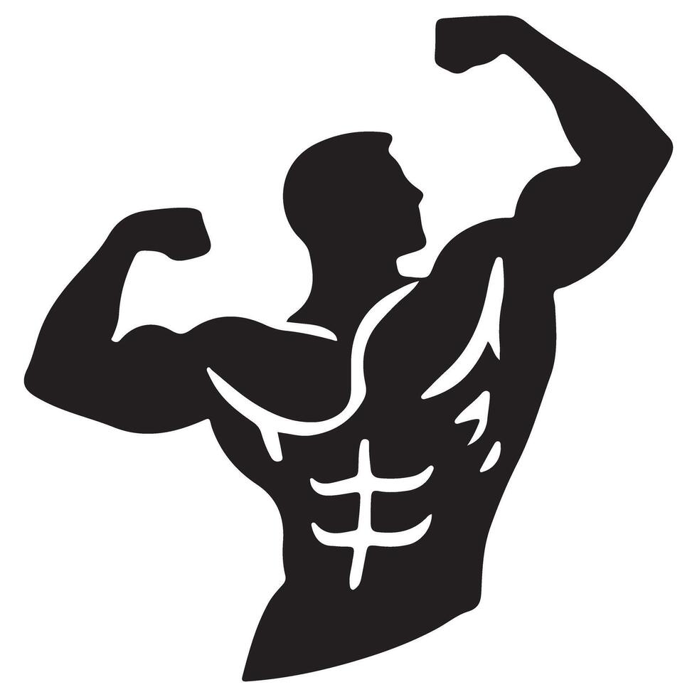 Bodybuilder Showing Muscles Silhouette Illustration for Fitness and Gym vector