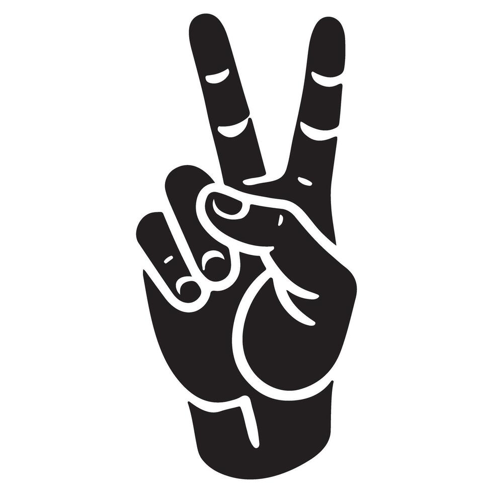 Black Peace Hand Sign Illustration Art For Graphic Projects vector