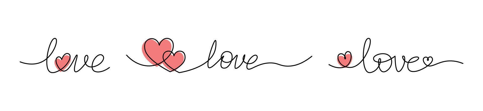 Love and hearts in continuous one-line drawing set. Love symbol on transparent background. For valentine's day banner. Abstract hearts. Editable stroke, hand drawn sketch minimalism wedding love art vector