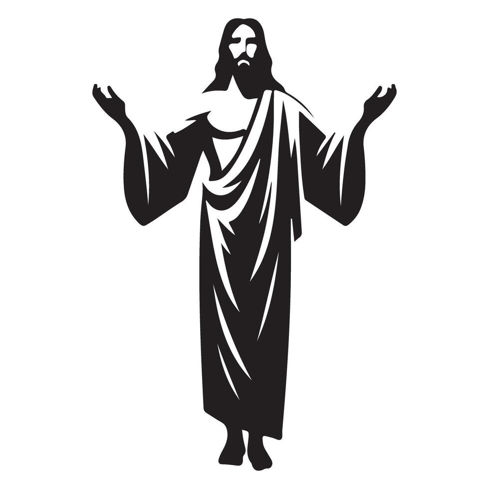 Jesus Christ Silhouette Illustration with Open Arms of Blessing vector