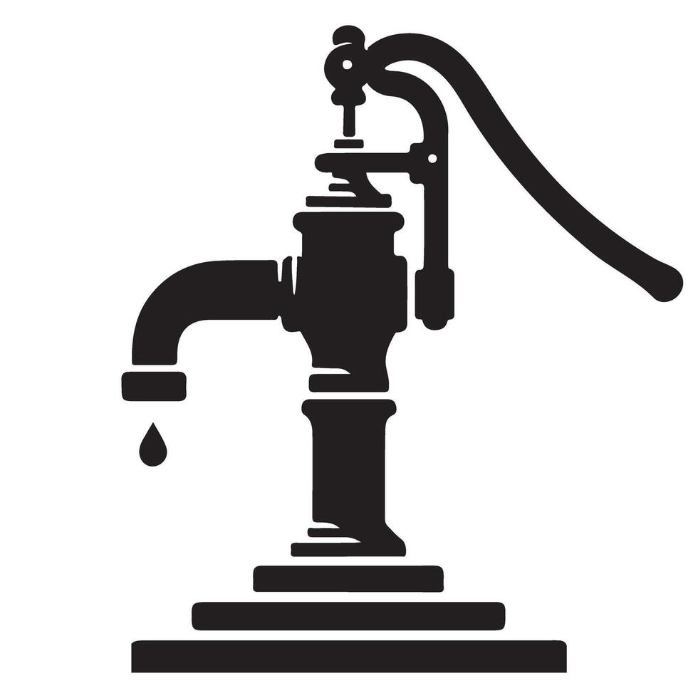 Vintage Water Hand Pump Illustration Providing Fresh Clean Water Source vector