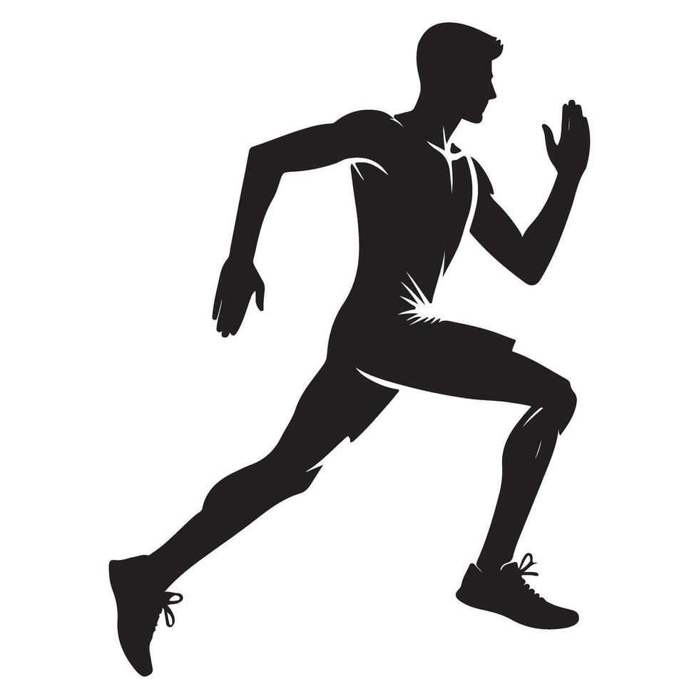 Powerful Running Male Silhouette Illustration for Fitness Design vector
