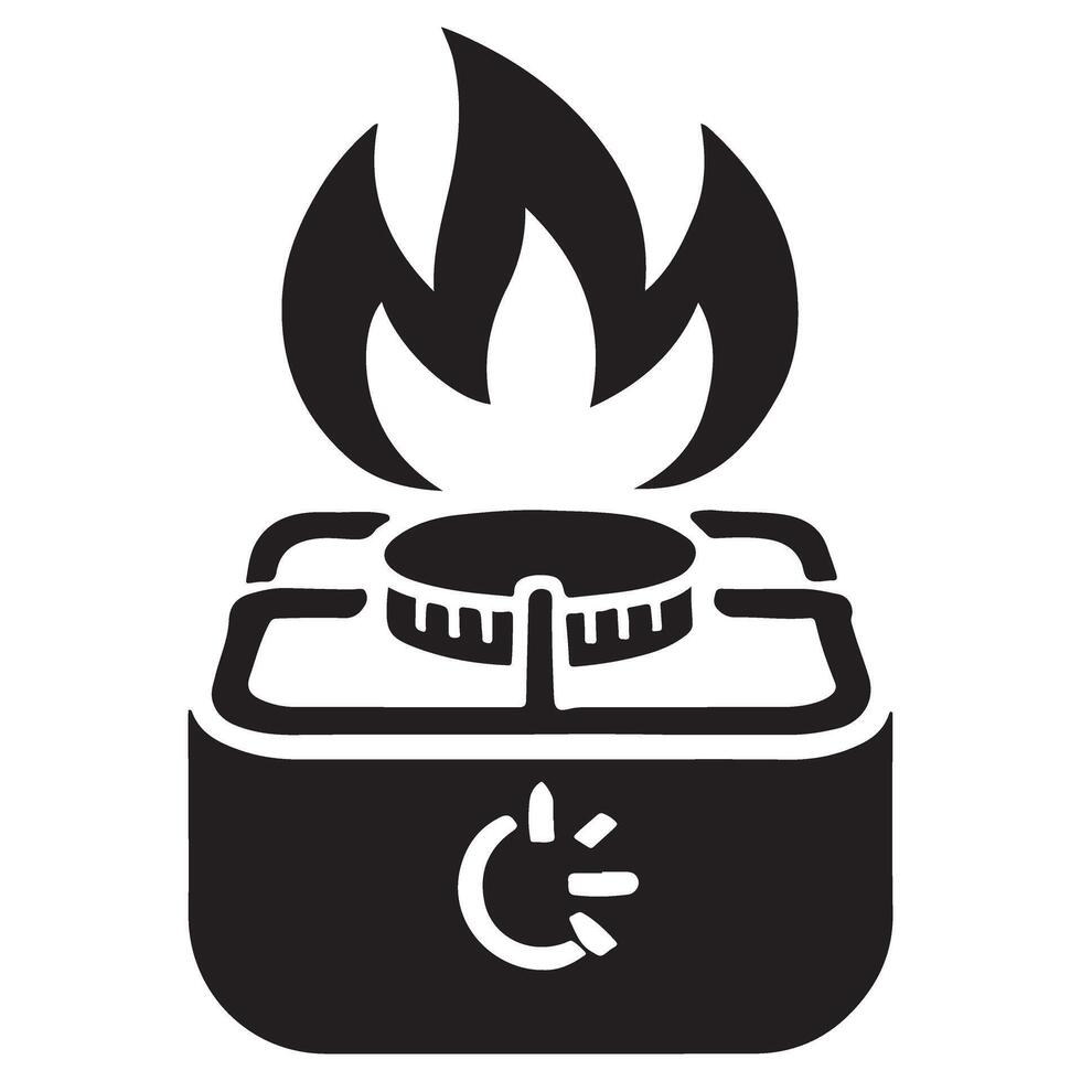 Gas Cooker Silhouette Illustration for Cooking Education Material vector