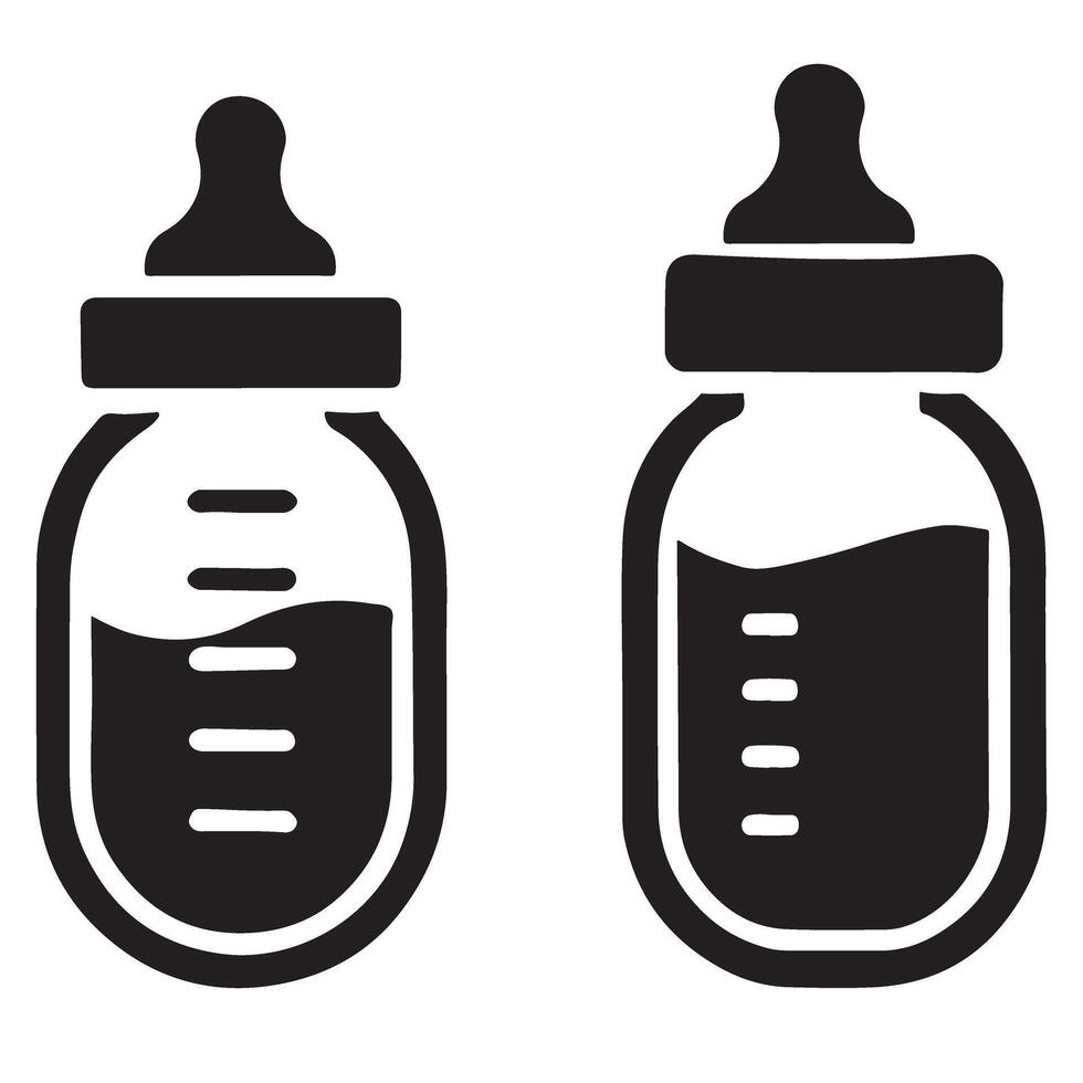 Filled baby bottle illustrations for parenting information graphic vector