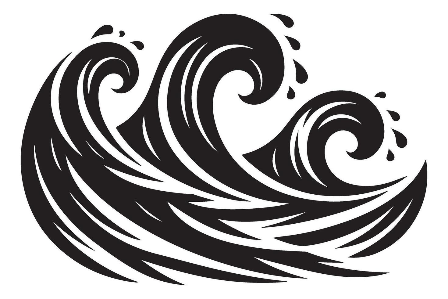Stylized Silhouette Sea Waves Graphic for Creative Projects vector