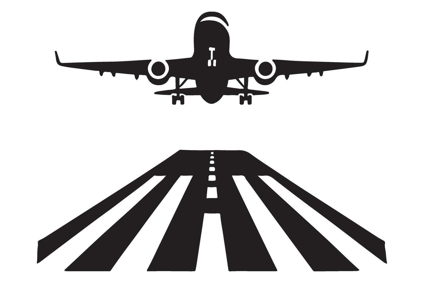 Airplane Landing Illustration on Runway for Travel and Tourism vector