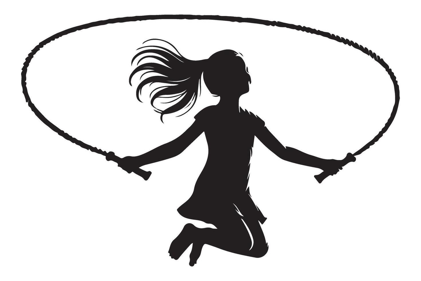 Girl Skipping Jump Rope Silhouette Exercise Childhood Activity Graphic vector