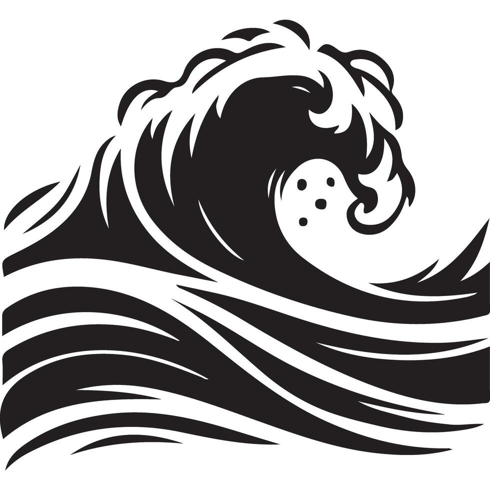 Dynamic Silhouette Ocean Wave Art for Graphic Designs vector