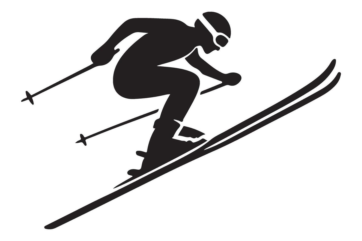 Downhill Skier Silhouette Graphic for Winter Sports Designs vector