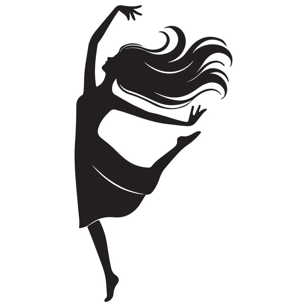 Elegant Silhouette Woman Dancing Gracefully Illustration for Creative Projects vector