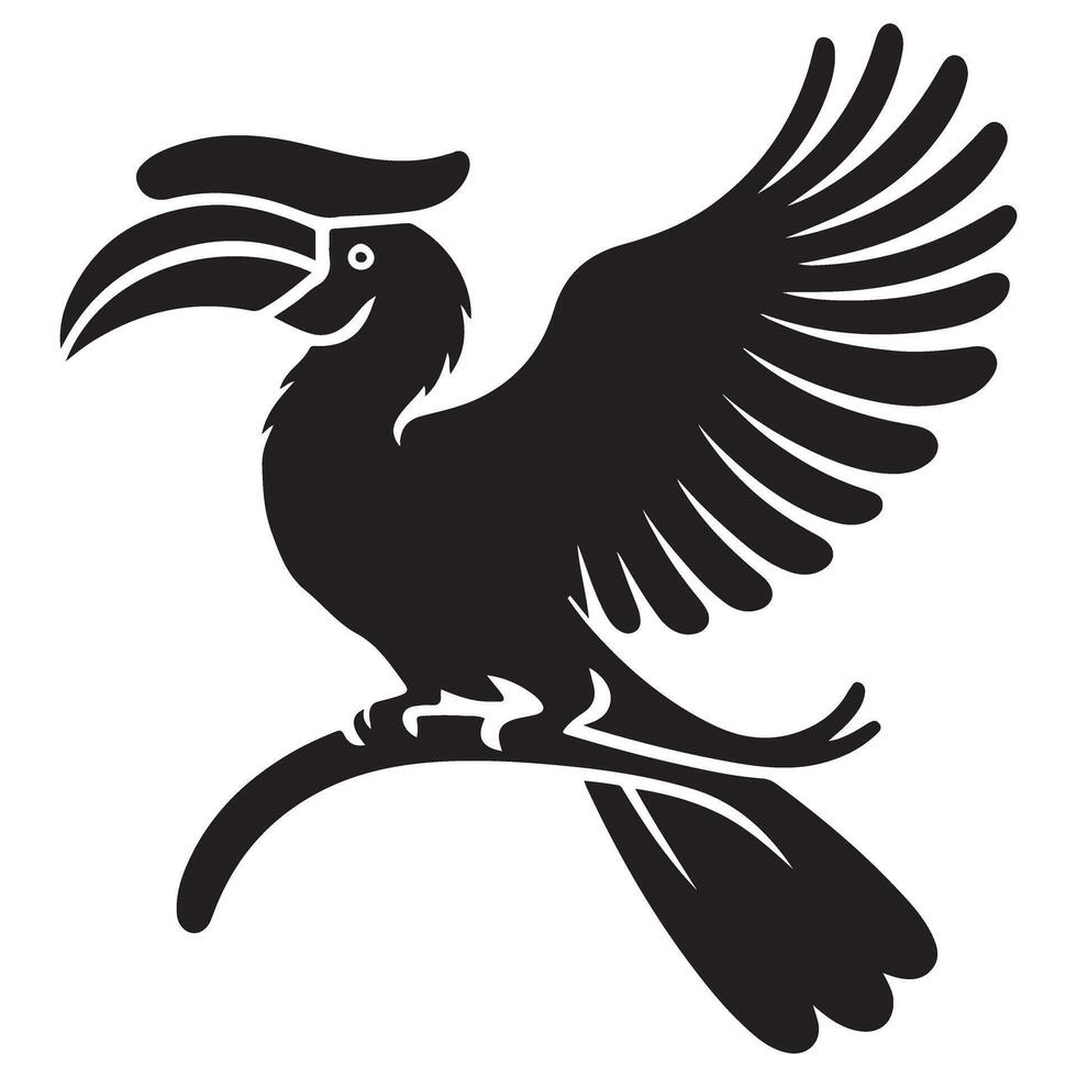 Hornbill Bird Silhouette Graphic Emblem Tropical Bird Icon vector