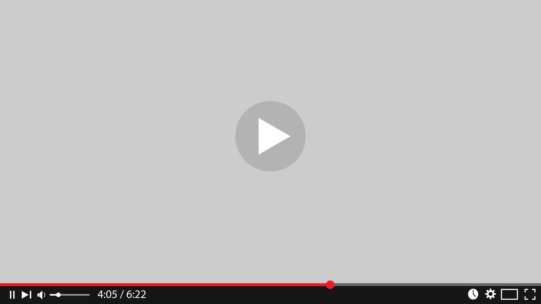 player in grey theme, mock up and online player user interface vector