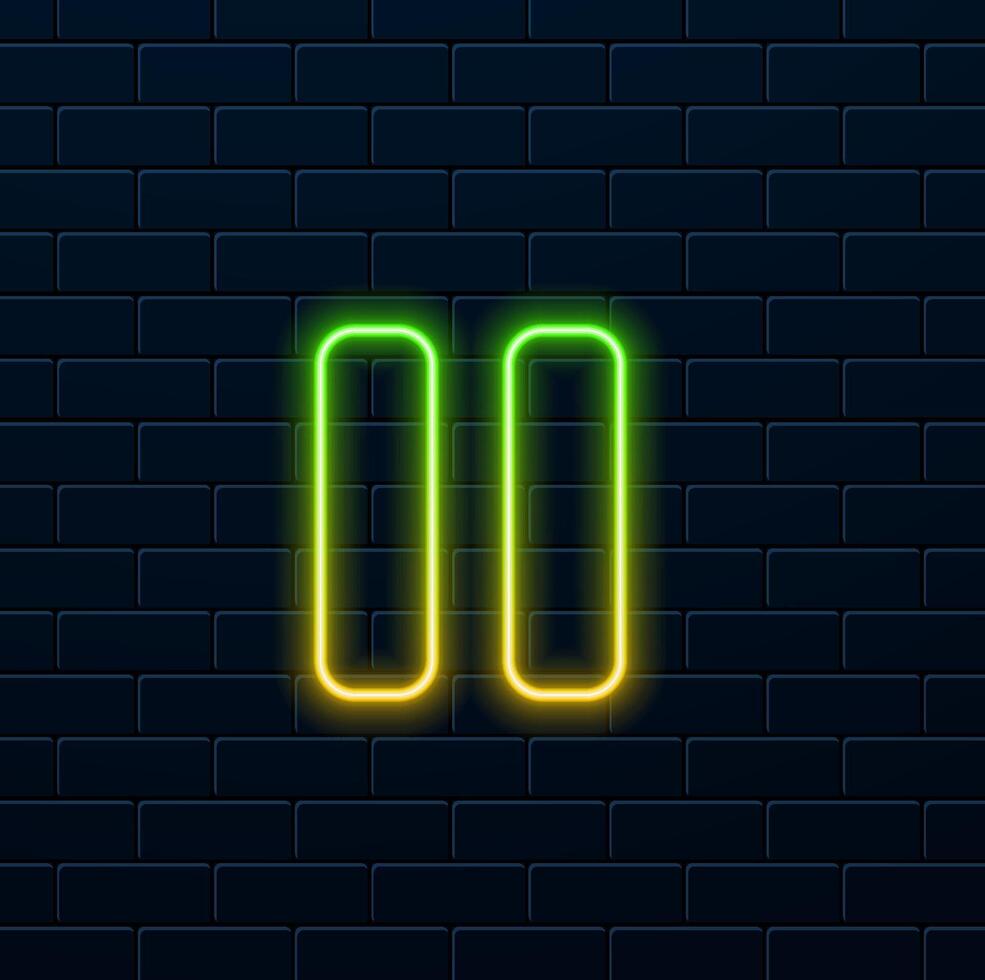 neon style. Pause icon 3d, for Internet icon and application icon. vector
