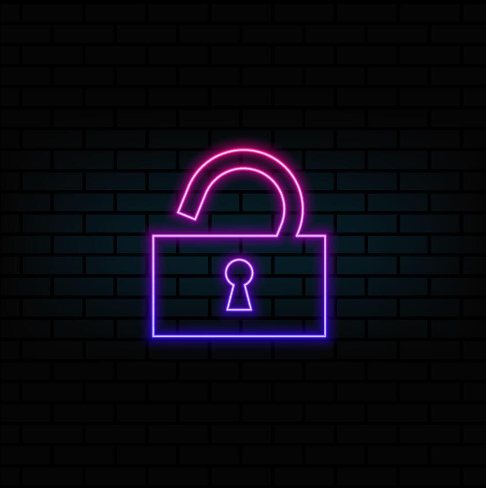 Padlock Secure Icon Design . neon style. vector
