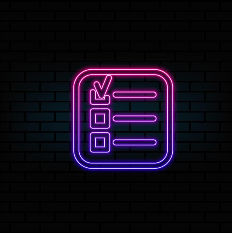 document. wish list icon . neon style. vector