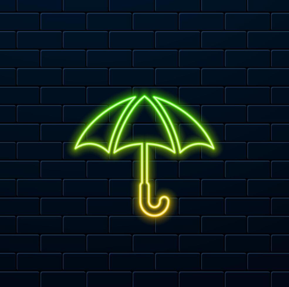 Mockup White Umbrella. neon style. Promotional Advertising Parasol. Mock Up, Template Isolated On White Background. Ready For Your Design. Product Advertising. EPS10 vector