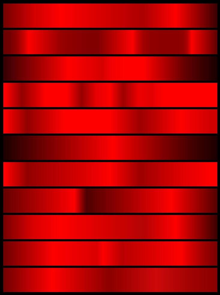 Red metallic gradients collection, Christmas red gradient set. vector