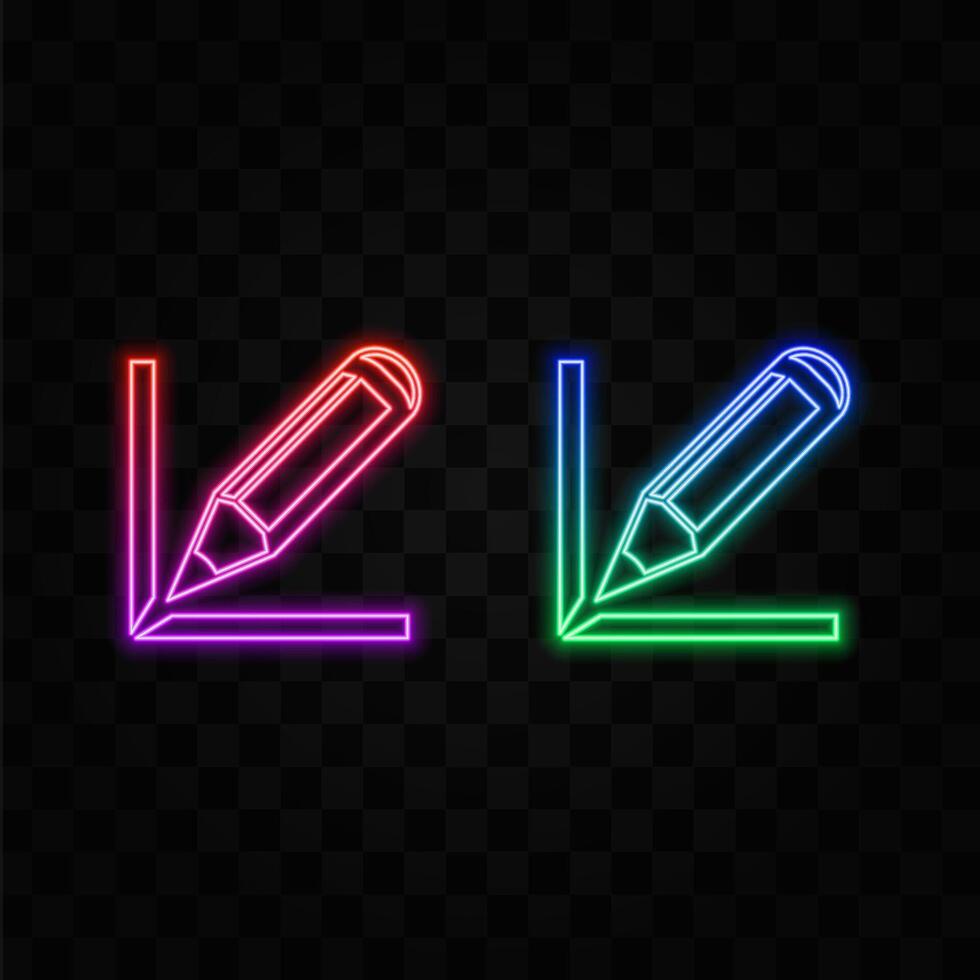 Pencil icon symbol isolated on white background. neon style. vector
