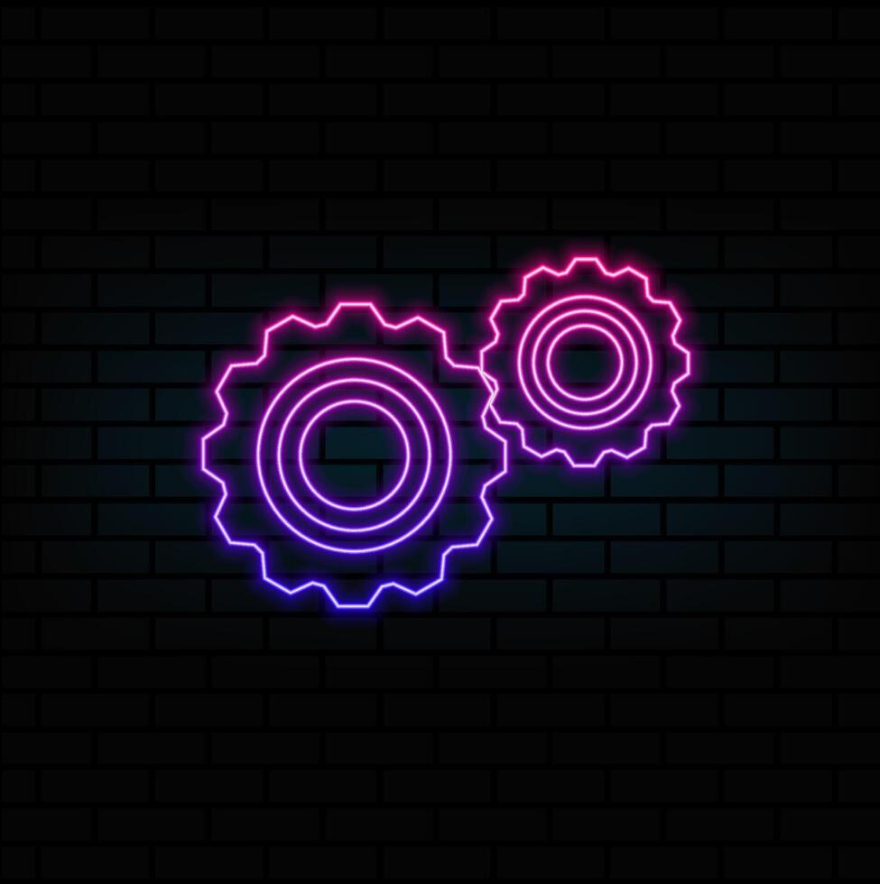 The icon of gear, tuning. neon style. Simple glyph icon illustration of gear, tuning for a website or mobile application on white background vector