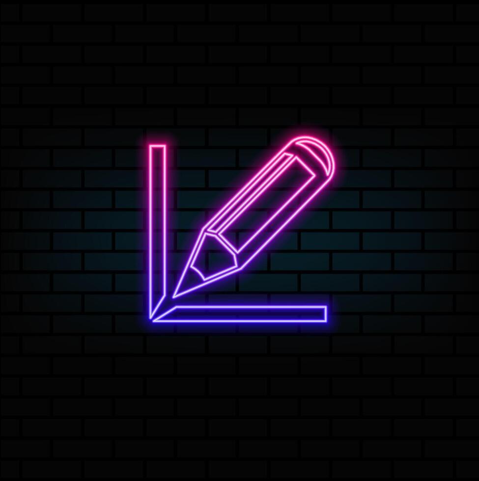 pencil flat icon . neon style. vector