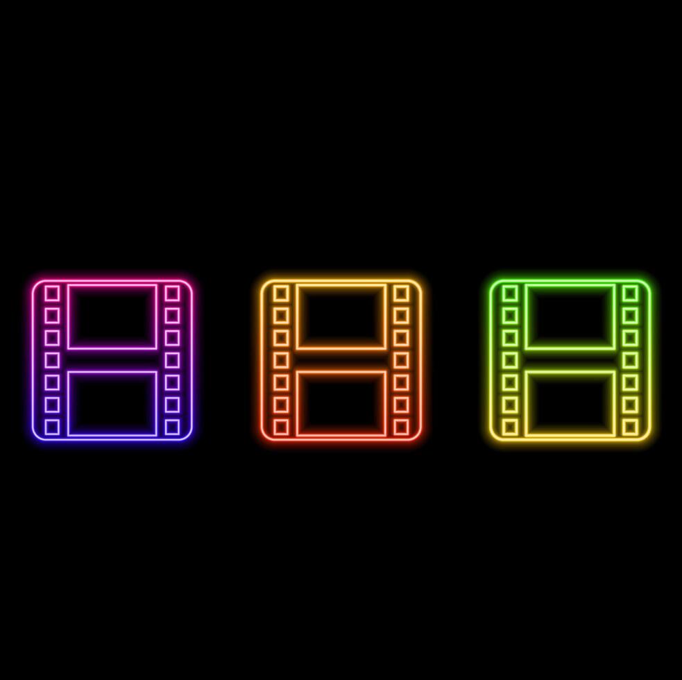 Film icon . Flat icon isolated on the white background. Editable EPS file. illustration. neon style. vector