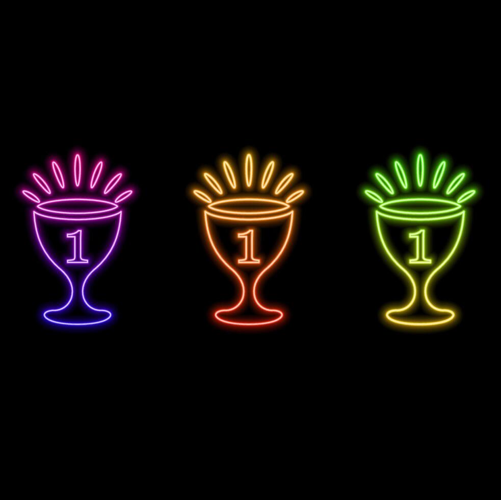 Neon champion title. The reward of victory is a glowing icon. illustration for design. vector