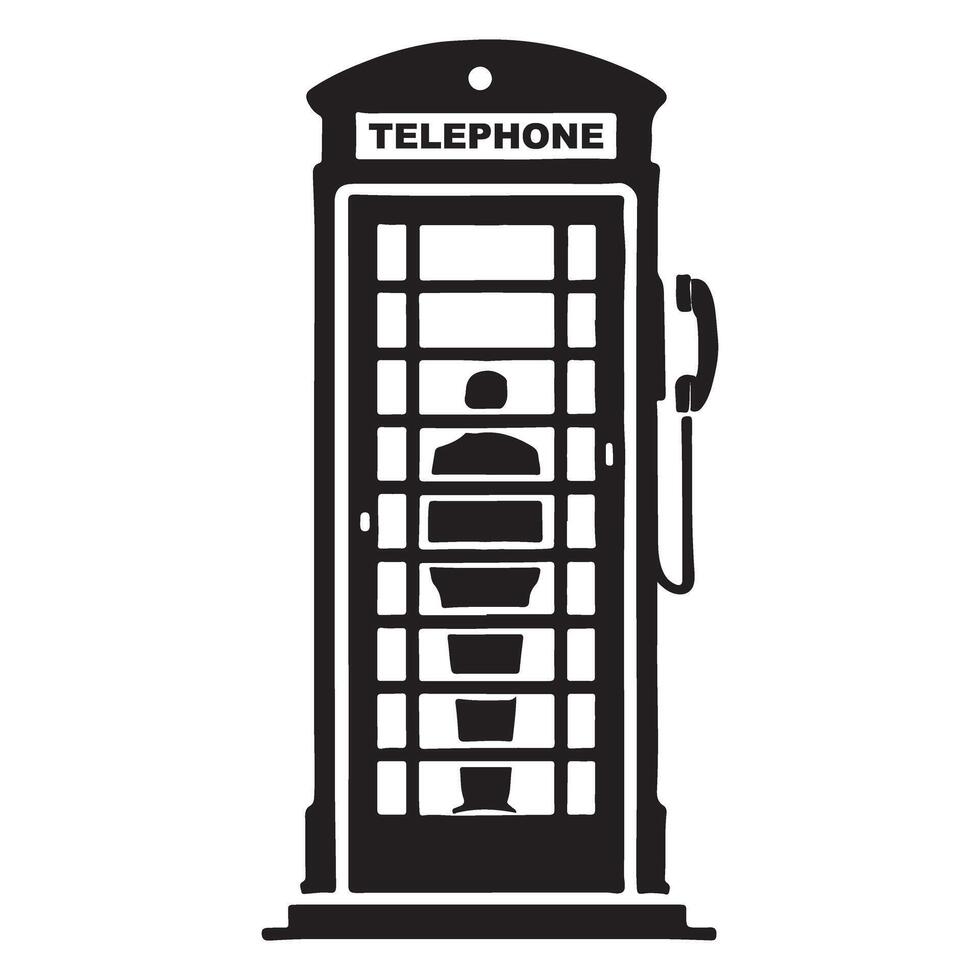 Silhouette British Telephone Box Illustration for Communications vector