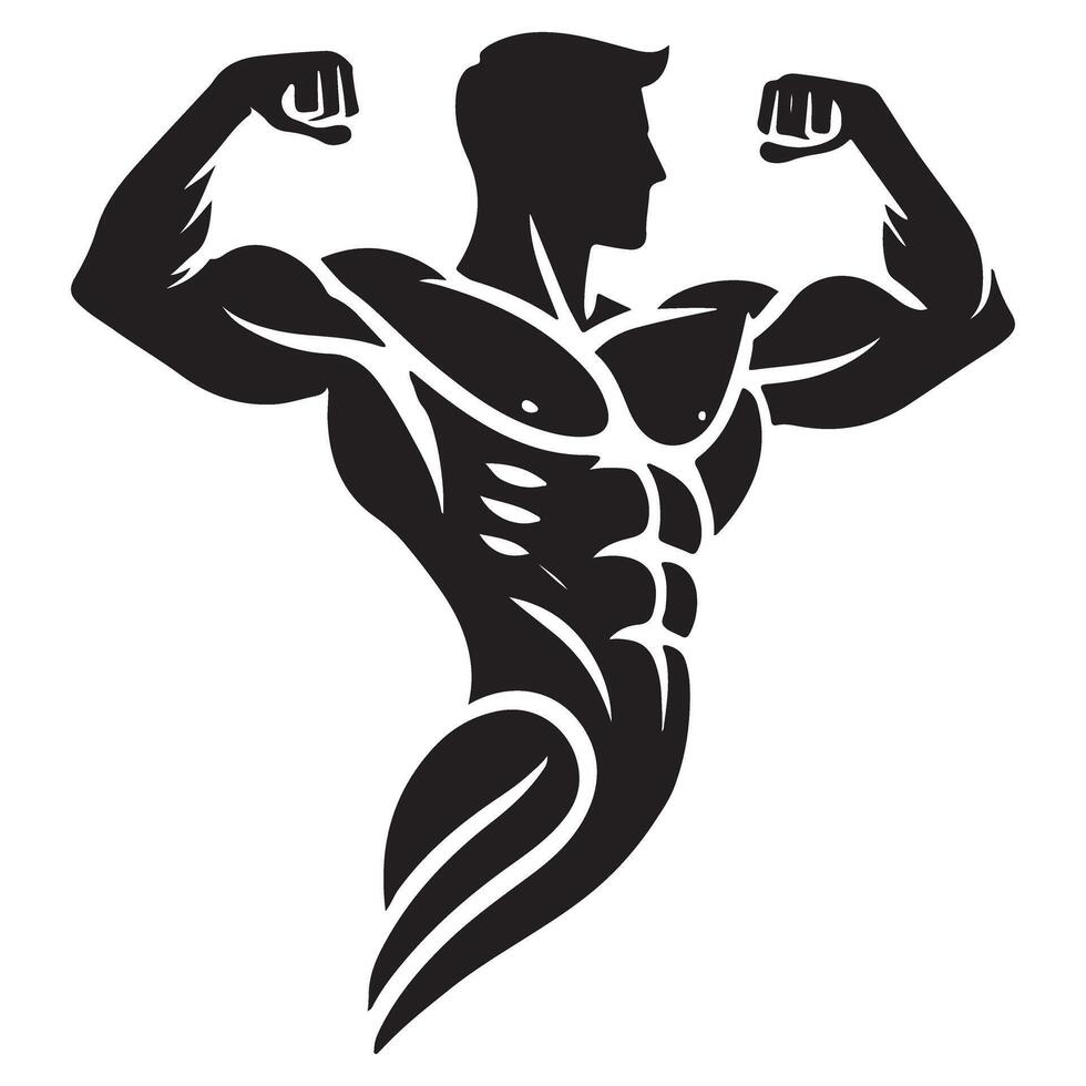 Stylized Bodybuilder Silhouette for Fitness Branding and Design vector