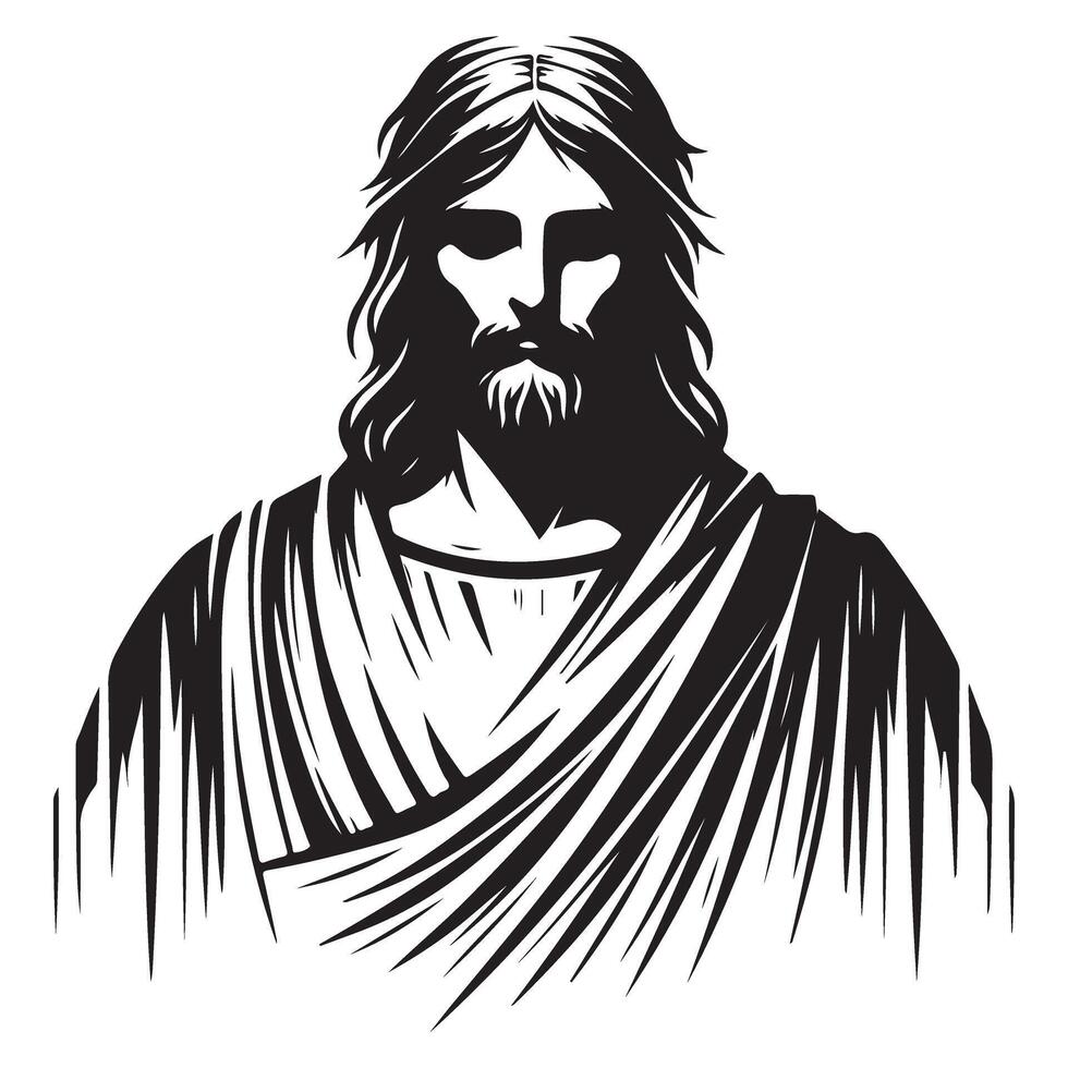 Detailed Illustration Jesus Christ Face Godly Symbol of Christianity vector