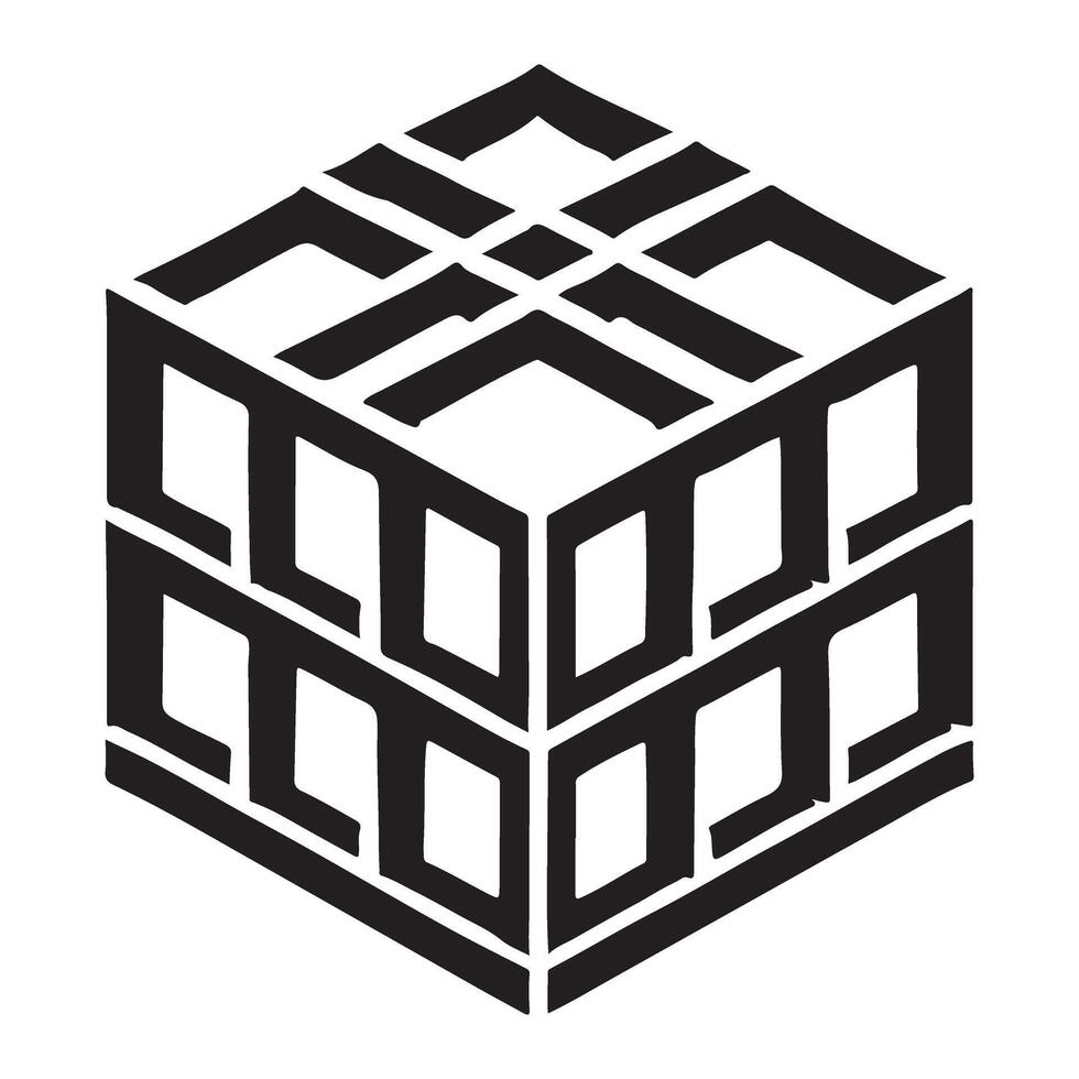 Geometric Cube Silhouette Representing Structure and Form vector
