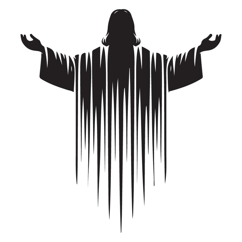 Silhouette Jesus Christ with Open Arms Signifying Divine Blessing Illustration vector