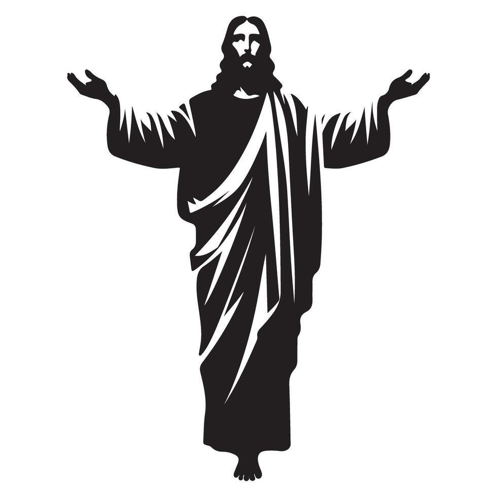 Jesus christ silhouette illustration with open arms design vector