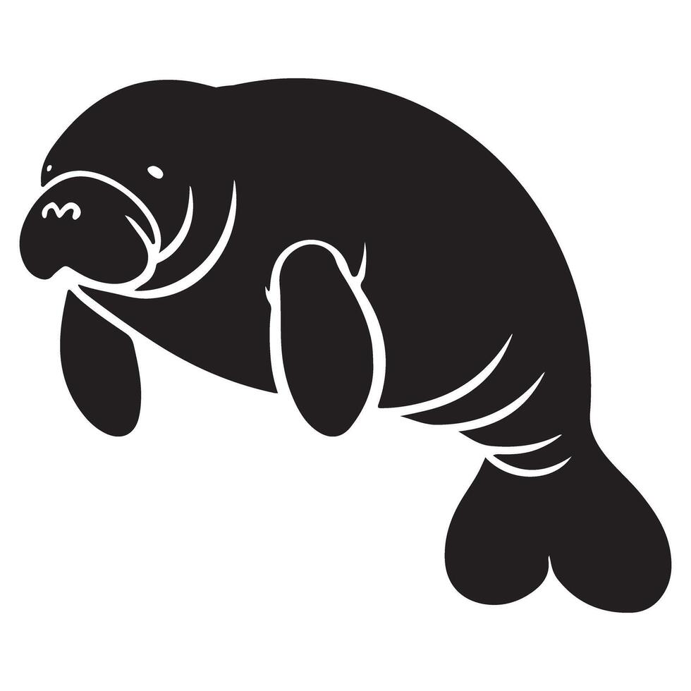 Charming Manatee Silhouette Design for Marine Wildlife Conservation Projects vector