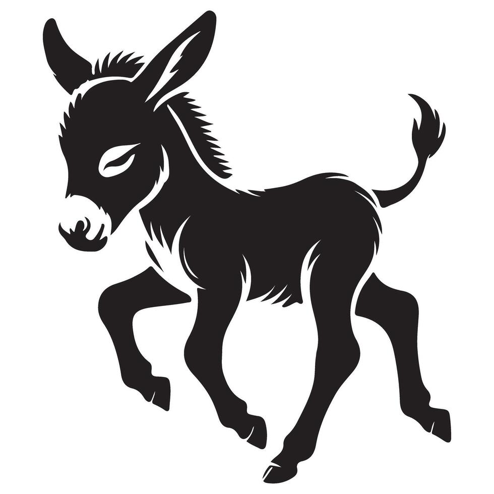 Baby Donkey Silhouette Illustration of a Cute Animal vector