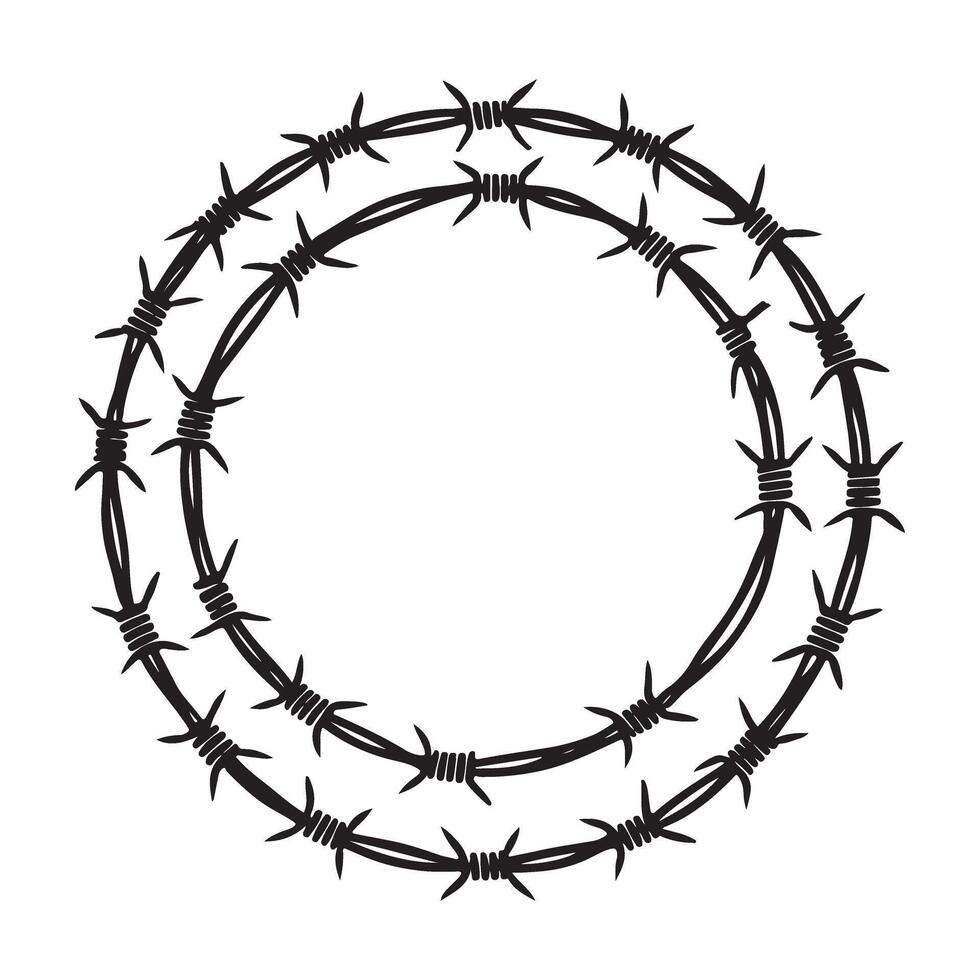 Barbed Wire Circle Silhouette Illustration Security Border Element vector
