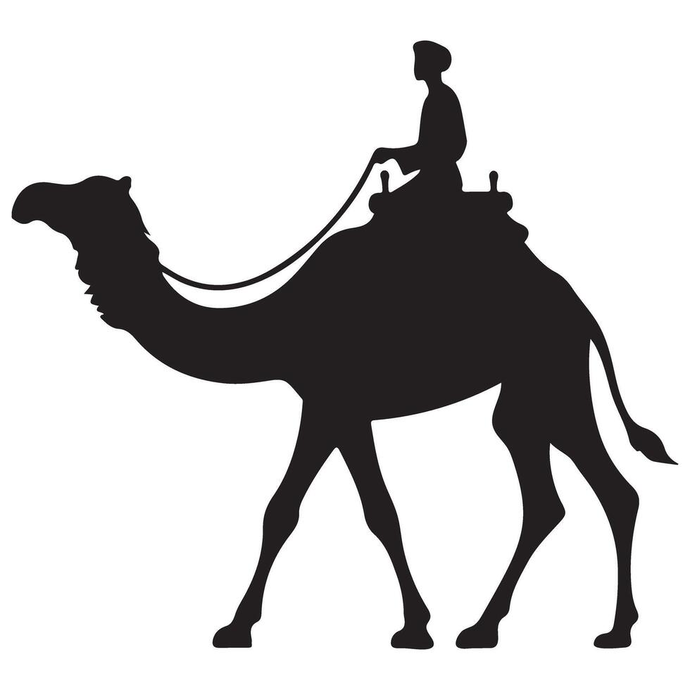 Camel Rider Silhouette Image For Desert Adventure Projects vector