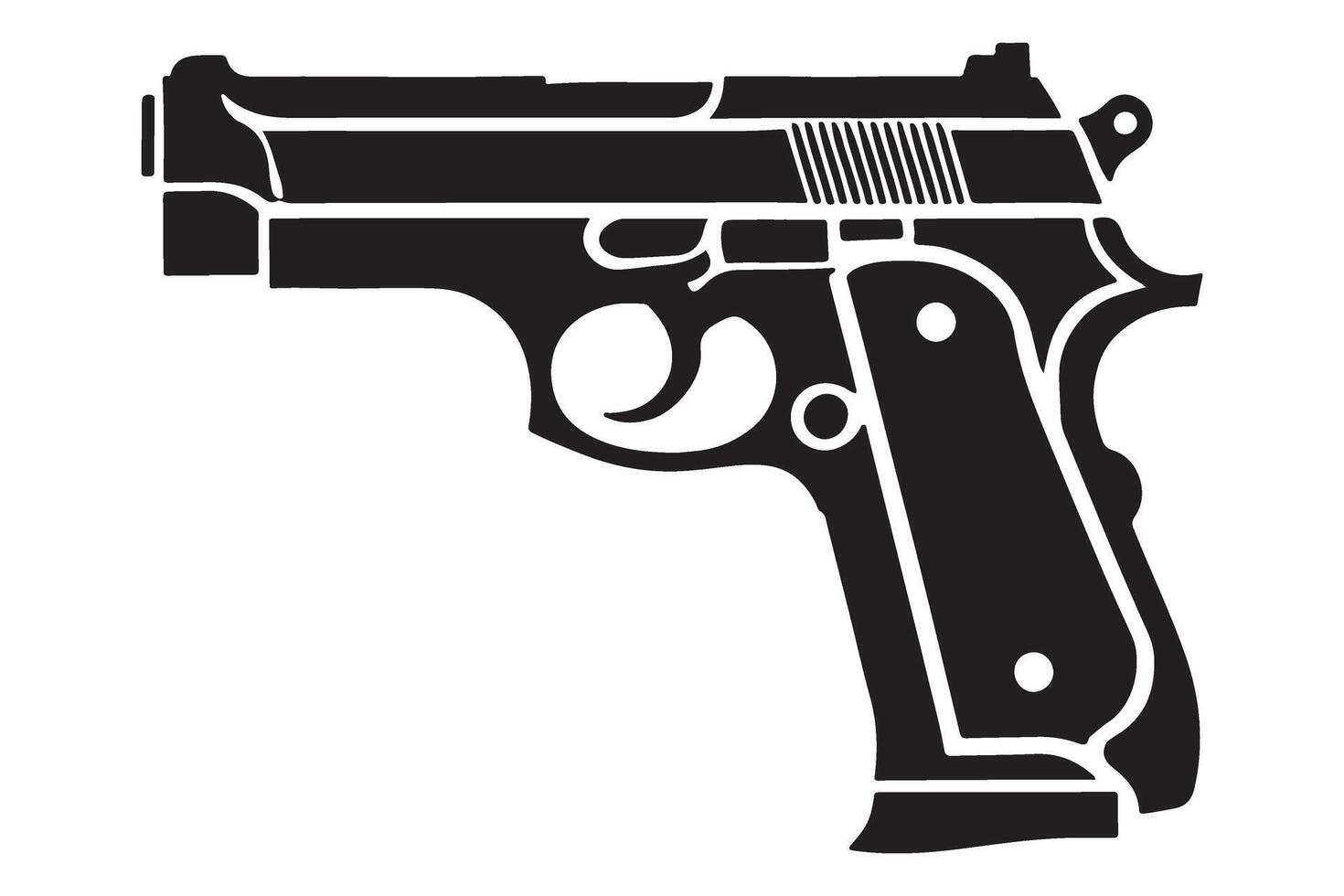 Detailed Pistol Art for Graphic Design and Illustration Projects vector