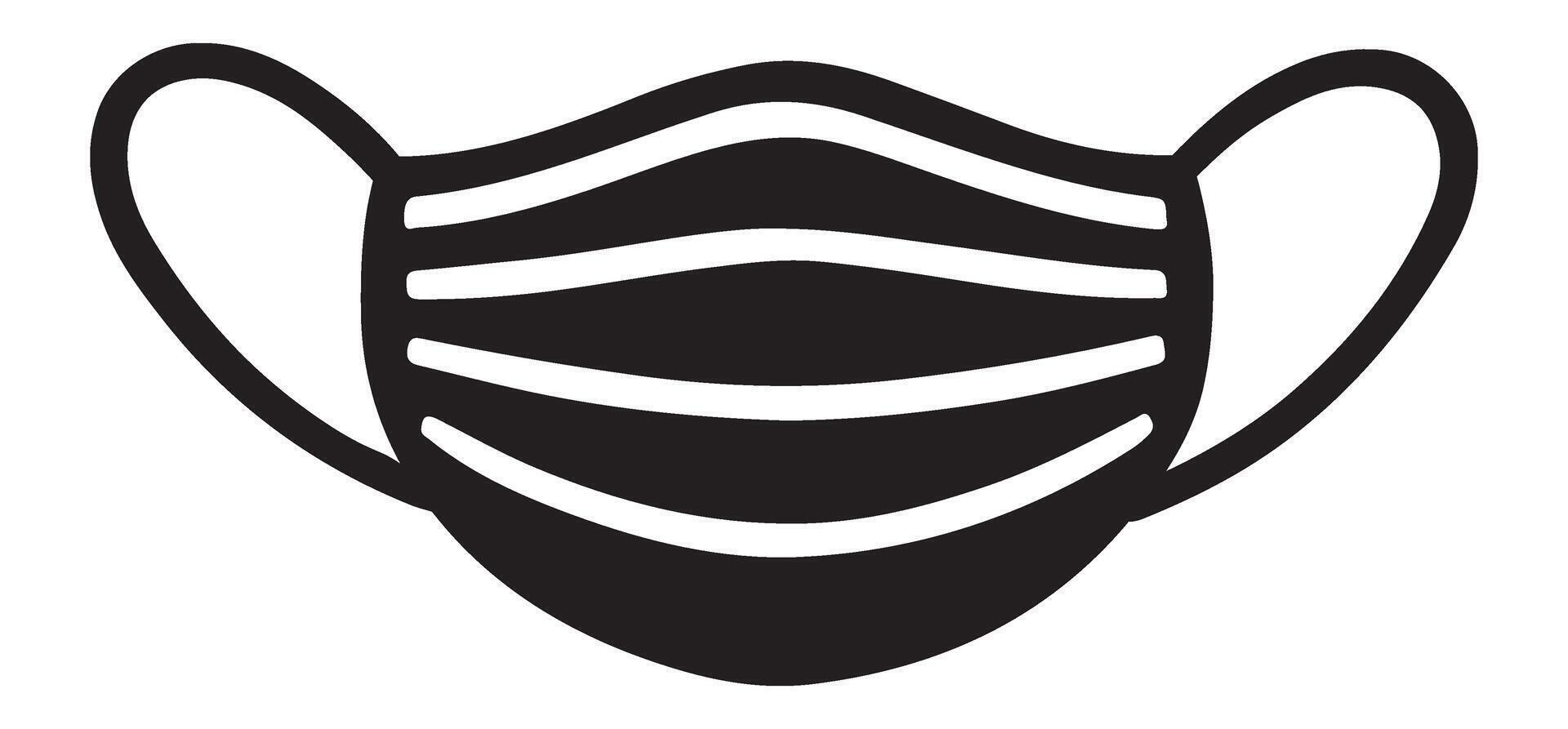 Protective Face Mask Black and White Illustration for Health Safety vector