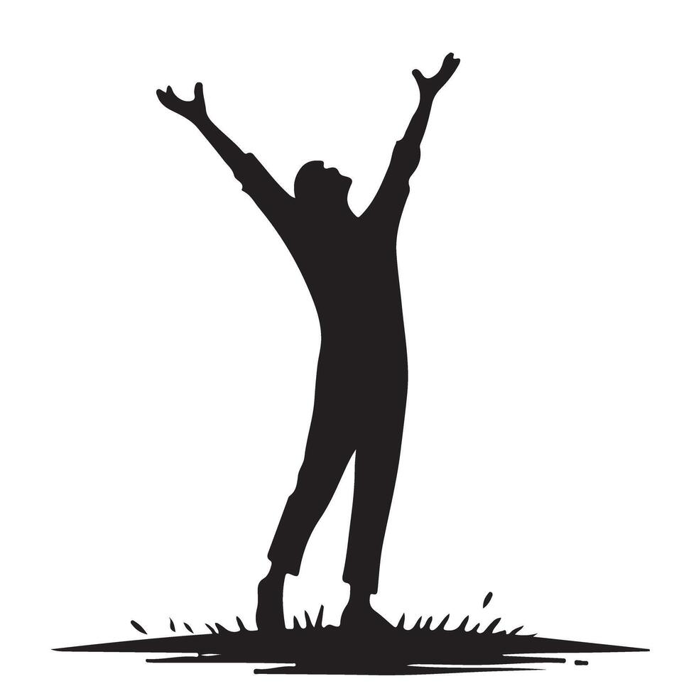 Man Raising Arms Silhouette Illustration for Success Celebration vector