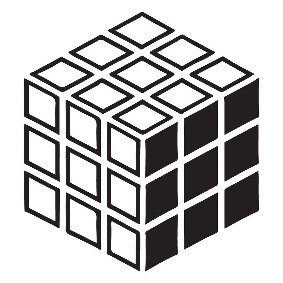 Isometric Rubik's Cube Puzzle Solving Strategy Tips and Tricks vector