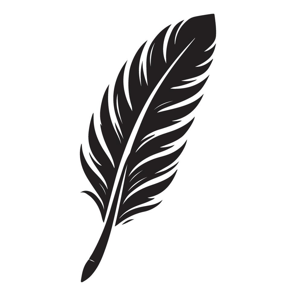 Elegant Feather Quill Illustration Download Black and White Art vector