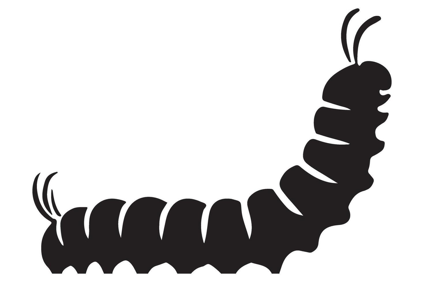 Caterpillar Insect Silhouette Illustration Crawling Nature Design vector
