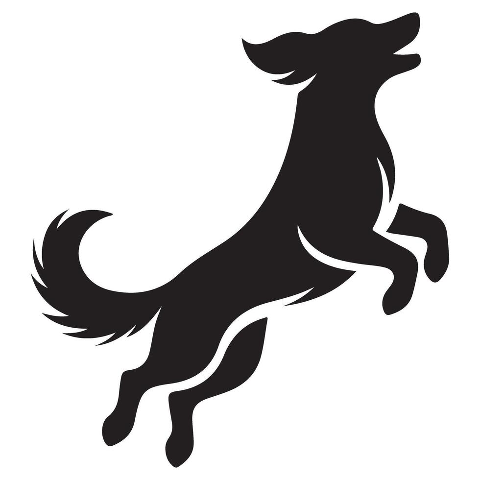 Excited Dog Jumping Silhouette Clipart Image Graphic Design vector