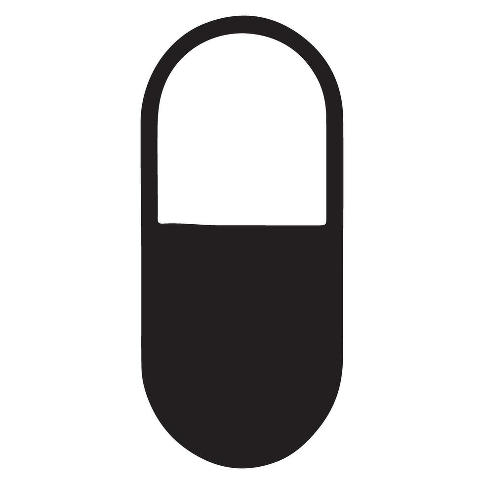 Simple black pill silhouette illustration for medicine and health vector
