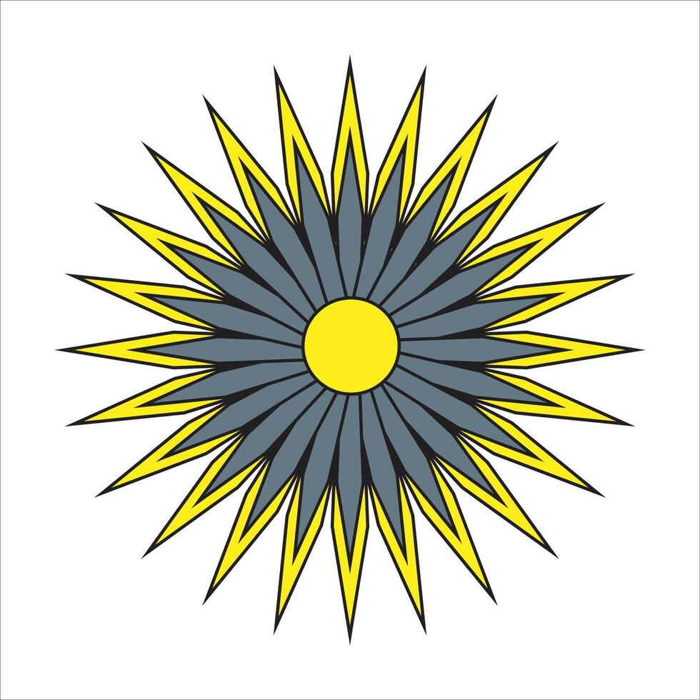Dynamic Starburst Sunburst Design with Sharp Geometric Spikes in Yellow and Gray for Abstract and Decorative Art vector
